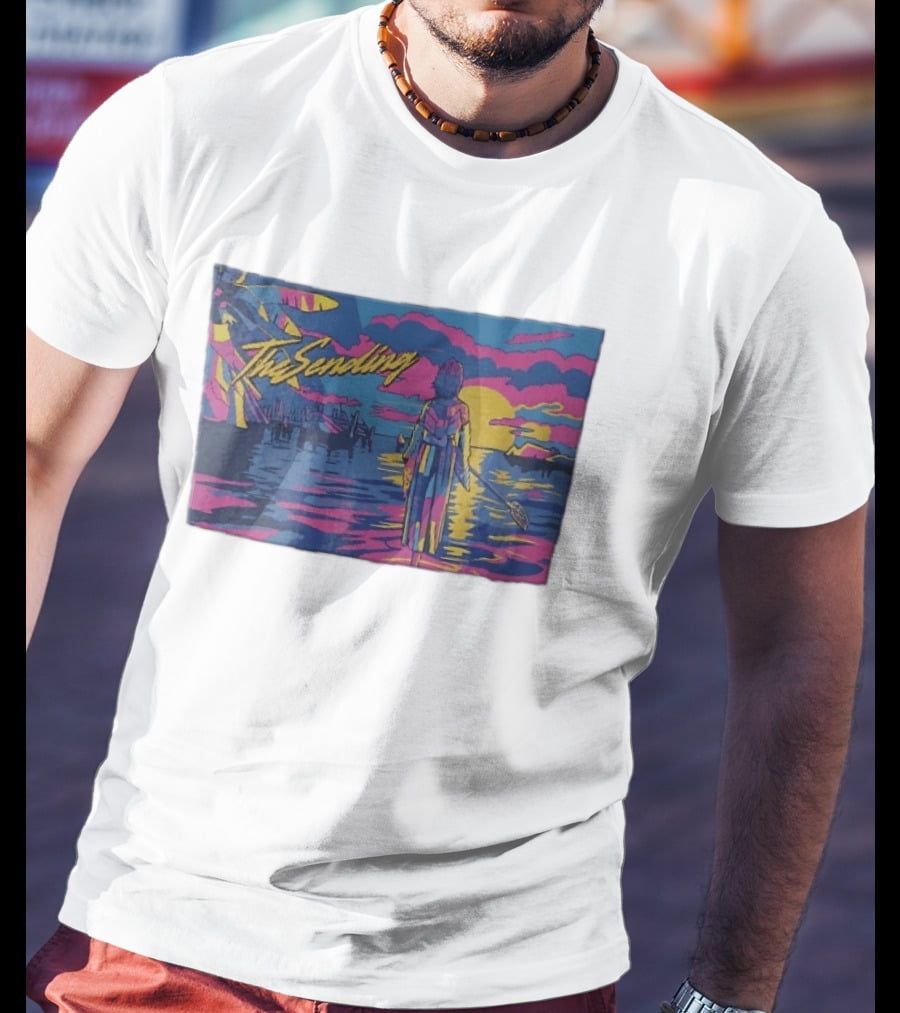 The Sending Yuna Final Fantasy X Synthwave Neon Sunset Ocean Scene T-Shirt