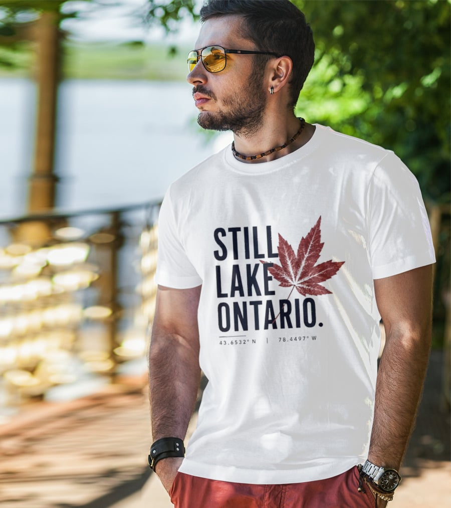 Still Lake Ontario Canada 43.6532°N 79.4497°W Maple Leaf T-Shirt