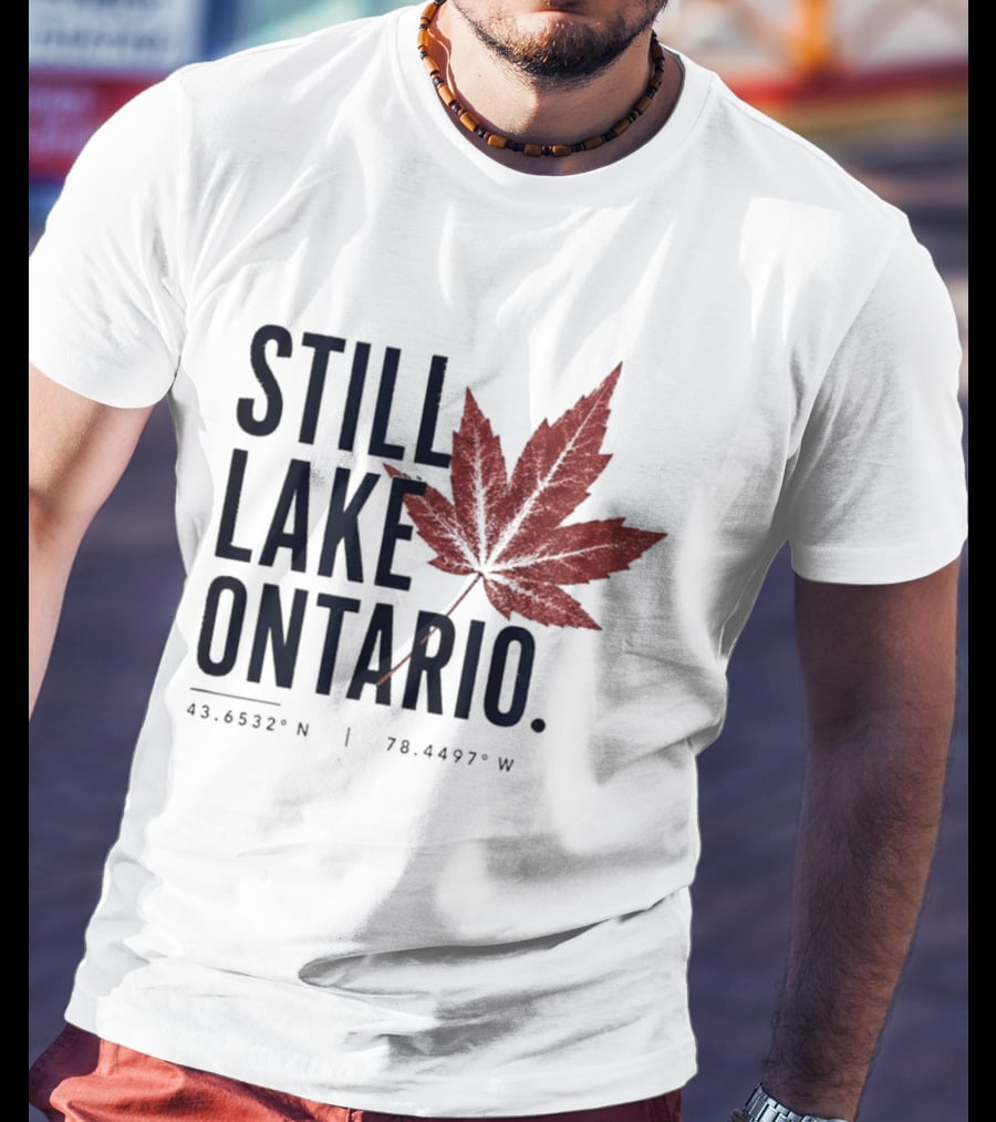 Still Lake Ontario Canada 43.6532°N 79.4497°W Maple Leaf T-Shirt