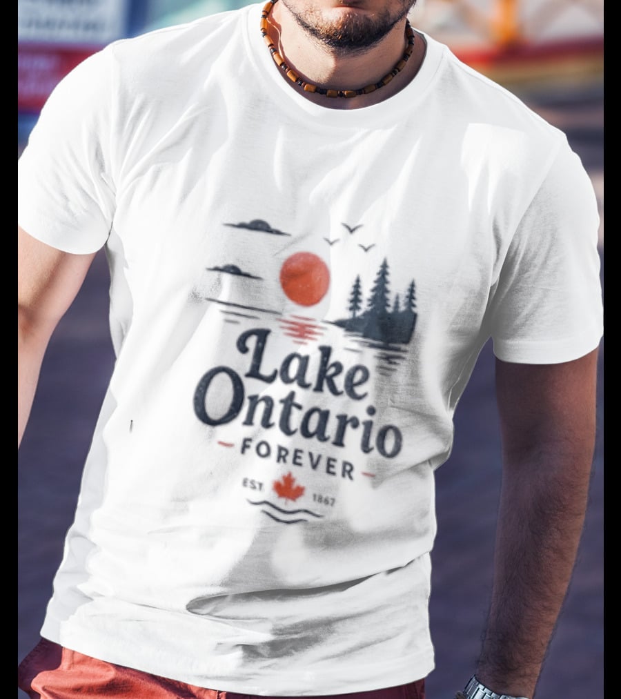 Lake Ontario Forever Est 1615 Sunset Pines Water Landscape T-Shirt
