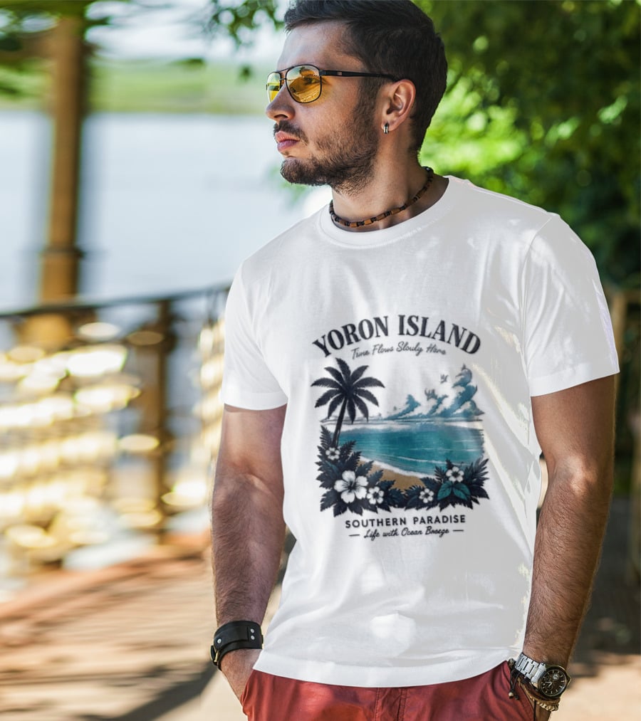 Yoron Island Southern Paradise Ocean Breeze Palm Tree Beach Hibiscus T-Shirt
