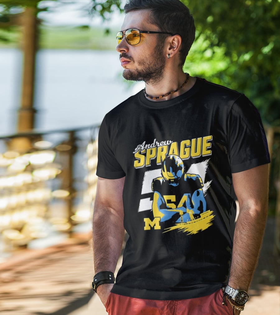 Andrew Sprague No 54 Michigan Wolverines Football M Helmet T-Shirt