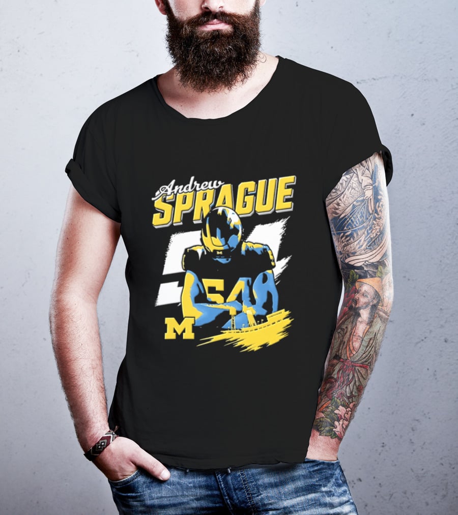 Andrew Sprague No 54 Michigan Wolverines Football M Helmet T-Shirt