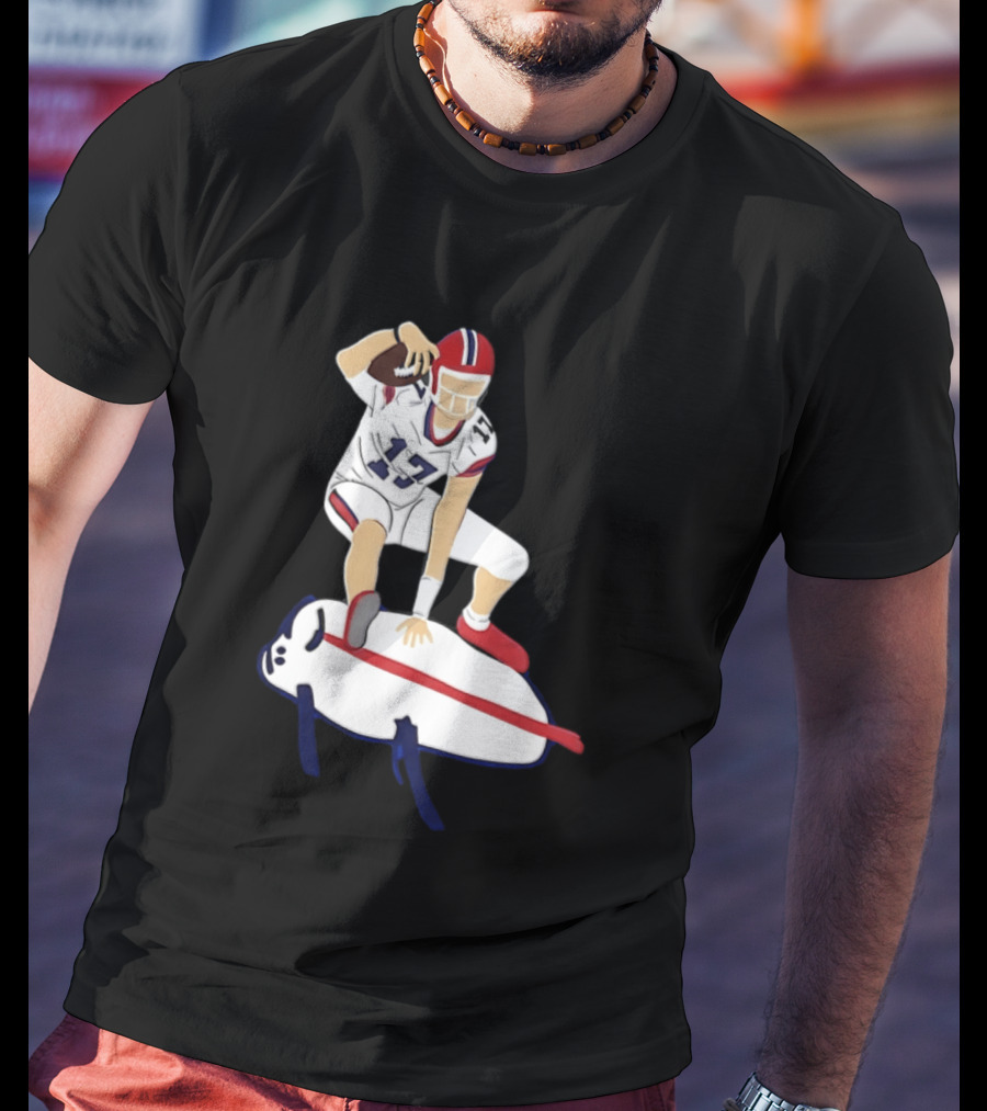 Josh Allen 17 Buffalo Football Skateboard Player Action T-Shirt