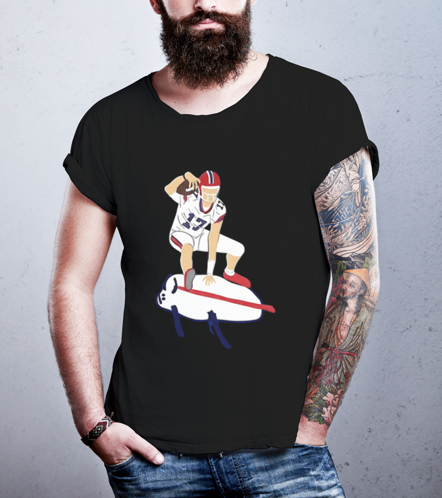 Josh Allen 17 Buffalo Football Skateboard Player Action T-Shirt