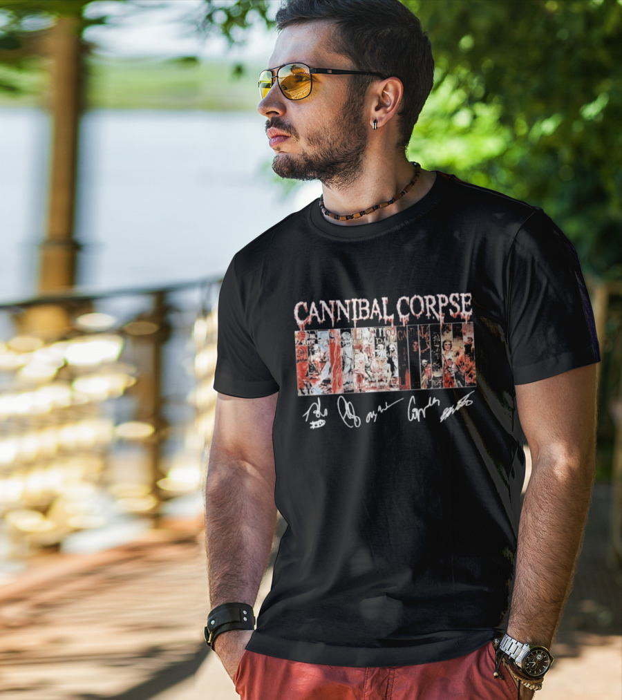 Cannibal Corpse Album Collage With Band Member Signatures T-Shirt