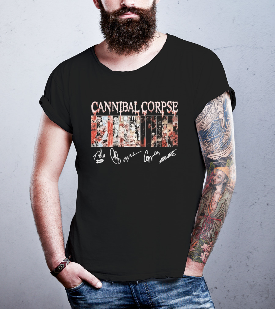 Cannibal Corpse Album Collage With Band Member Signatures T-Shirt