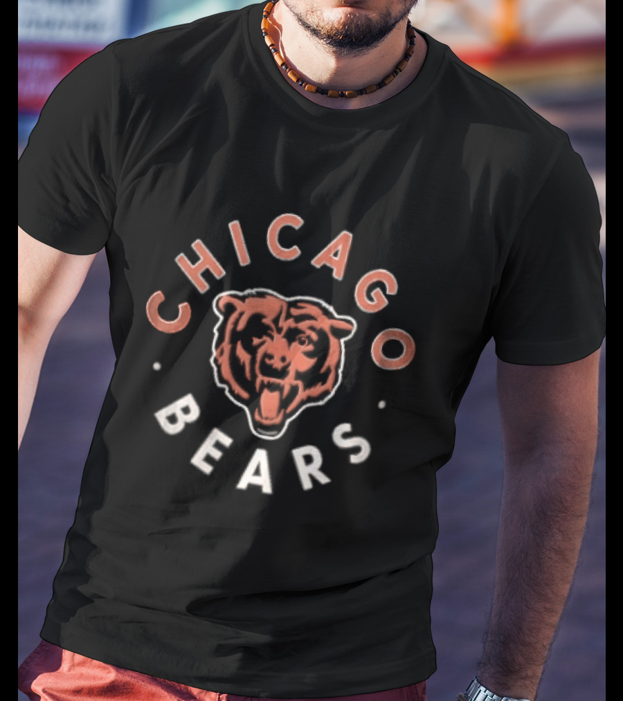 Chicago Bears Vintage Style Circular Emblem With Bear Face T-Shirt