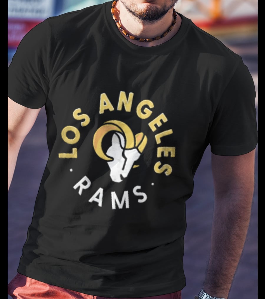 Los Angeles Rams Vintage Spiral Text And Ram Head T-Shirt
