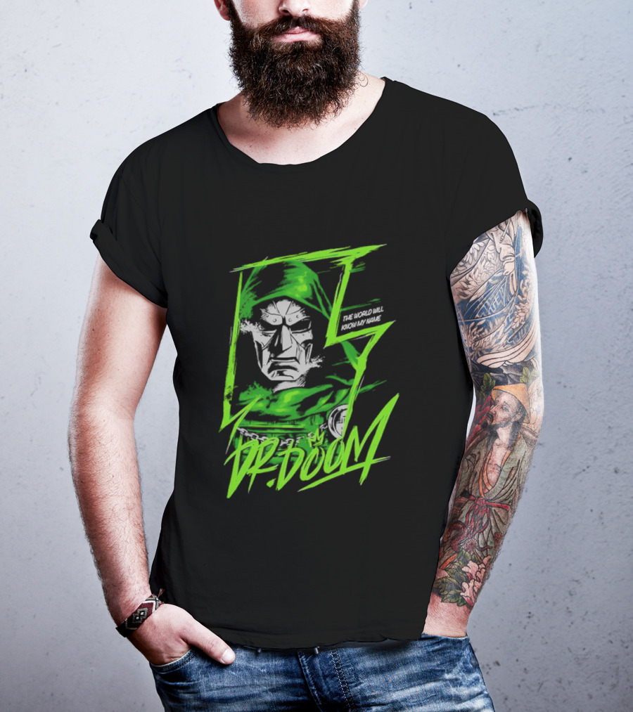 Masked Rebellion Dr Doom Comic Style Green T-Shirt