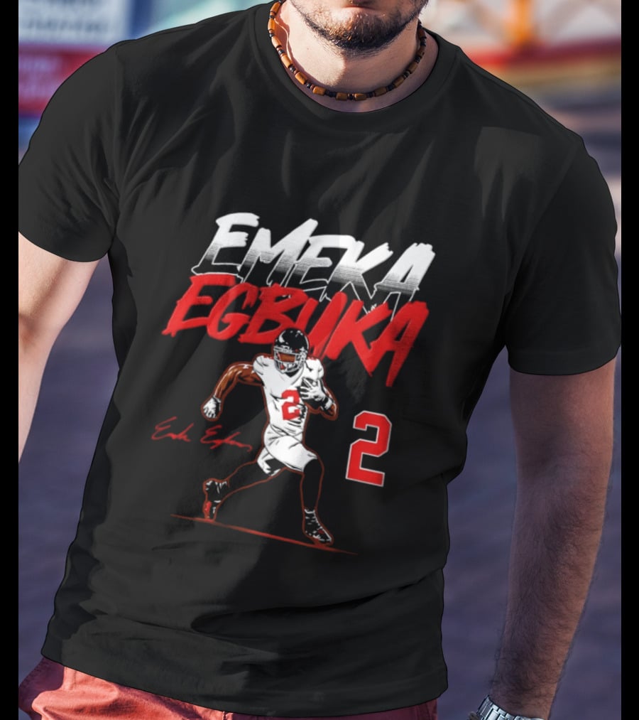 Emeka Egbuka Number 2 Tampa Bay Buccaneers Player Pose T-Shirt