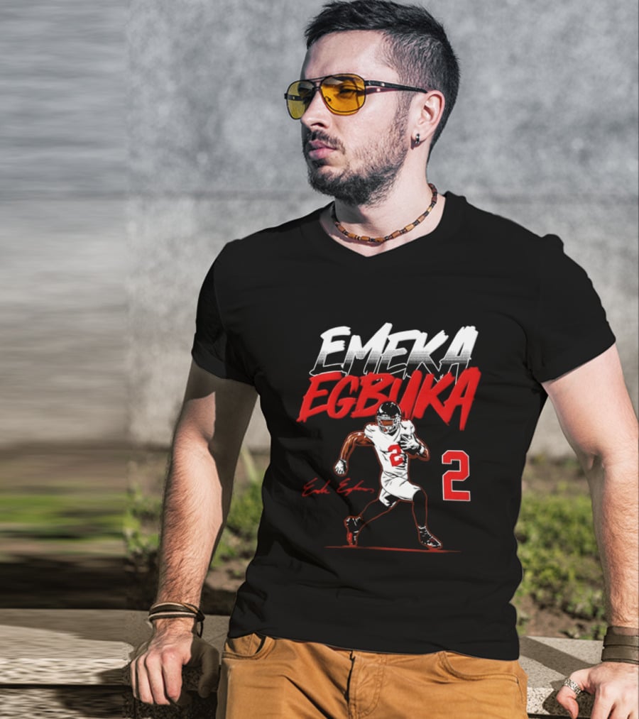 Emeka Egbuka Number 2 Tampa Bay Buccaneers Player Pose T-Shirt