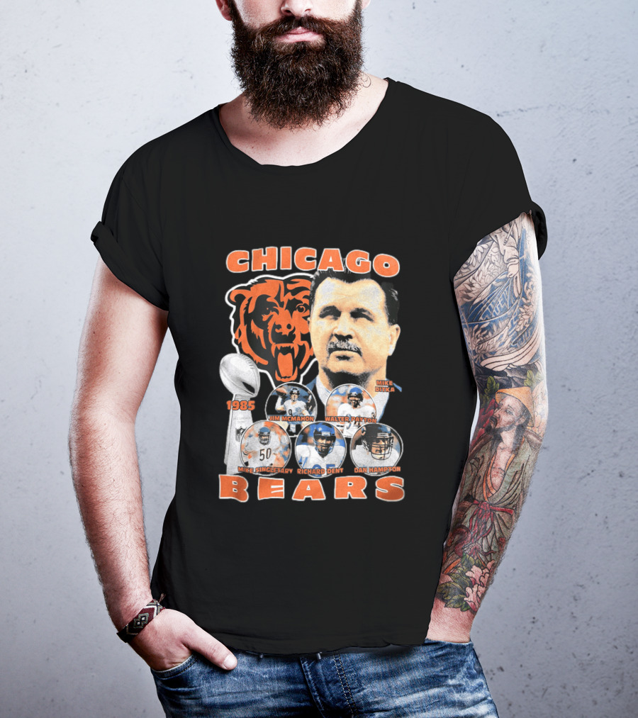 Chicago Bears 1985 Mike Ditka Jim McMahon Walter Payton Mike Singletary Richard Dent Dan Hampton T-Shirt