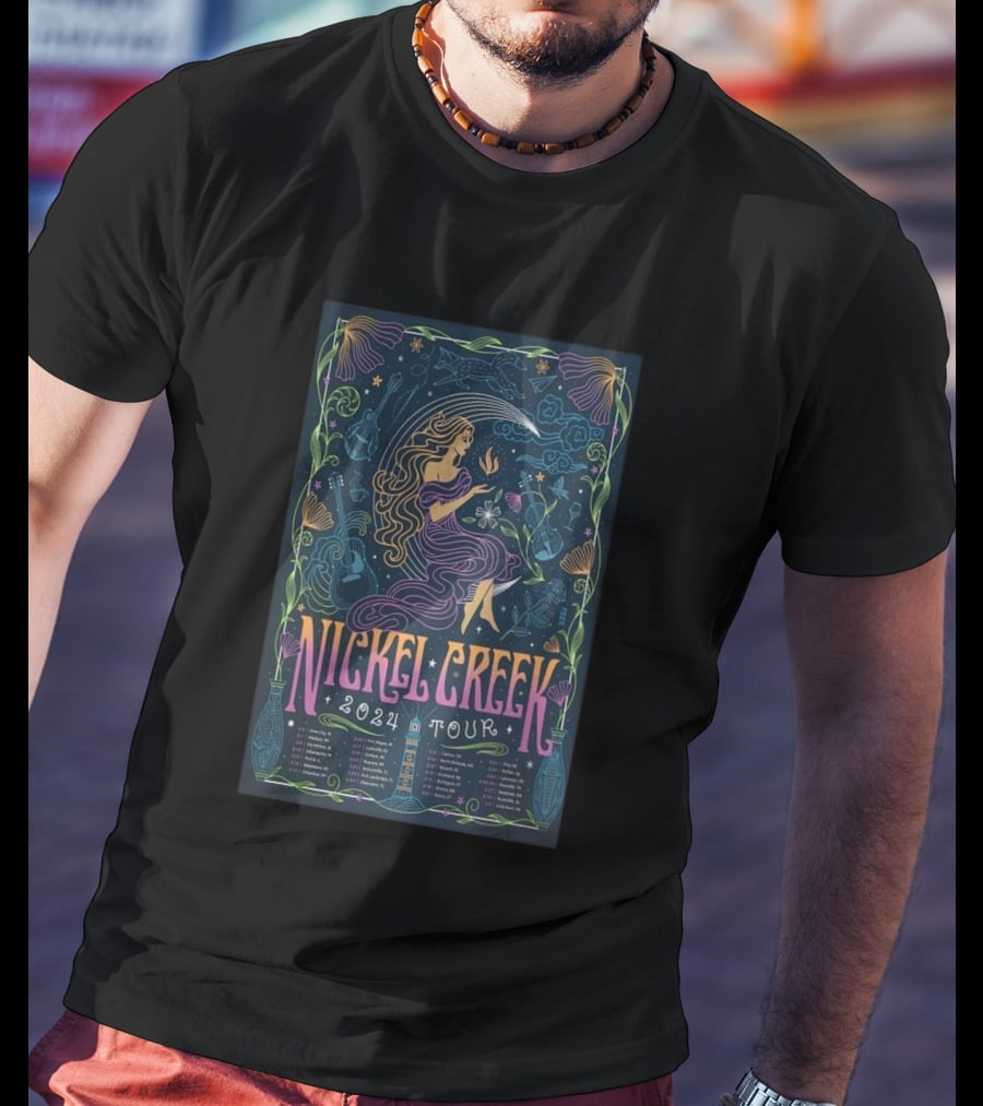 Nickel Creek 2024 Tour Mermaid And Musical Instruments T-Shirt