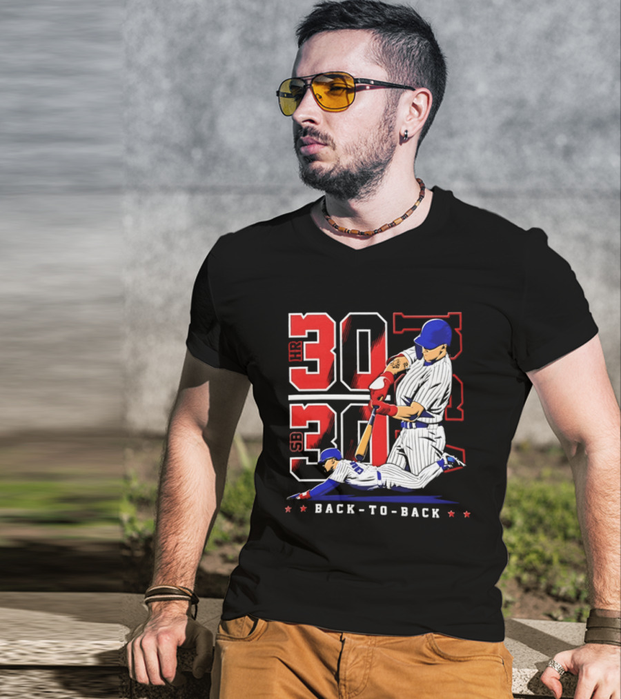 Pete Crow Armstrong Chicago Cubs Back To Back HR SB 30 30 Club Baseball T-Shirt