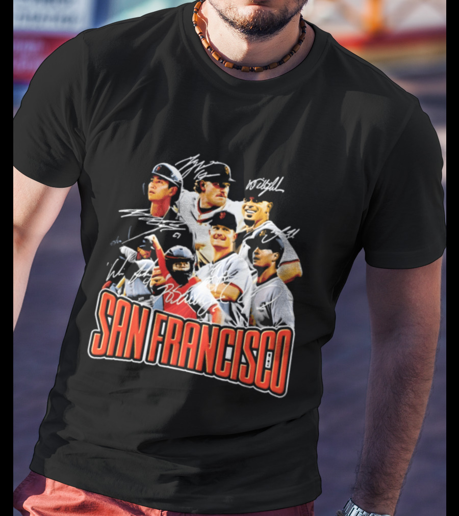 San Francisco Patrick Bailey Jung Hoo Lee Players Collage With Facsimile Signatures T-Shirt