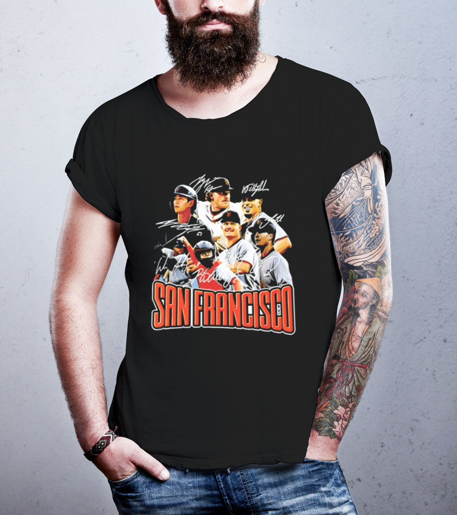 San Francisco Patrick Bailey Jung Hoo Lee Players Collage With Facsimile Signatures T-Shirt