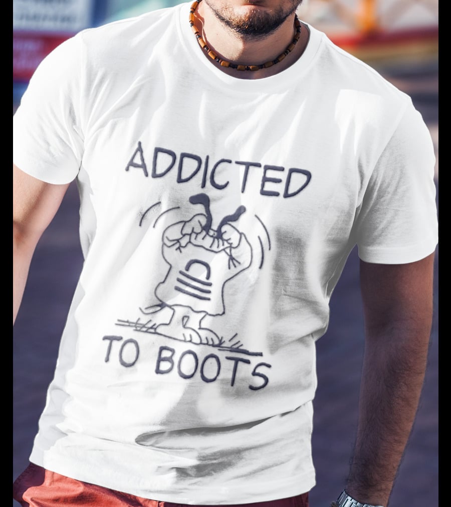 Addicted To Boots Snoopy Cartoon Line Pulling Over Head Peanuts T-Shirt