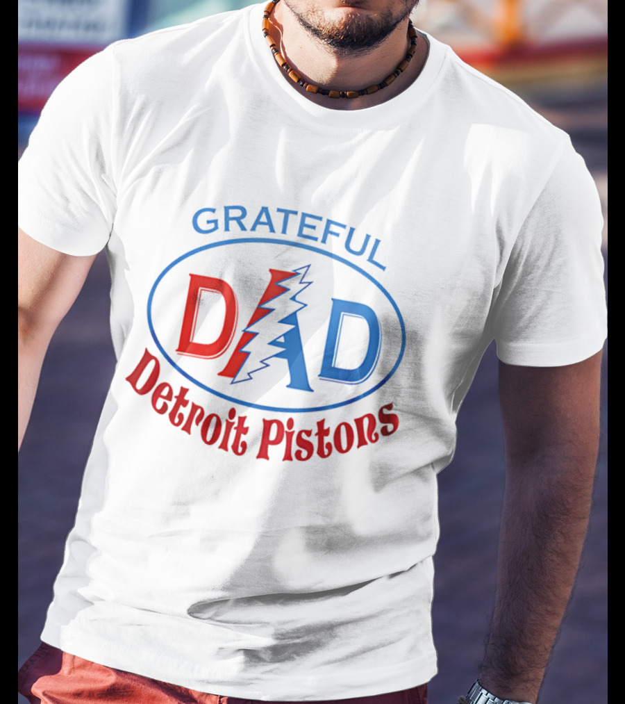 Grateful Dad Detroit Pistons Lightning Bolt T-Shirt