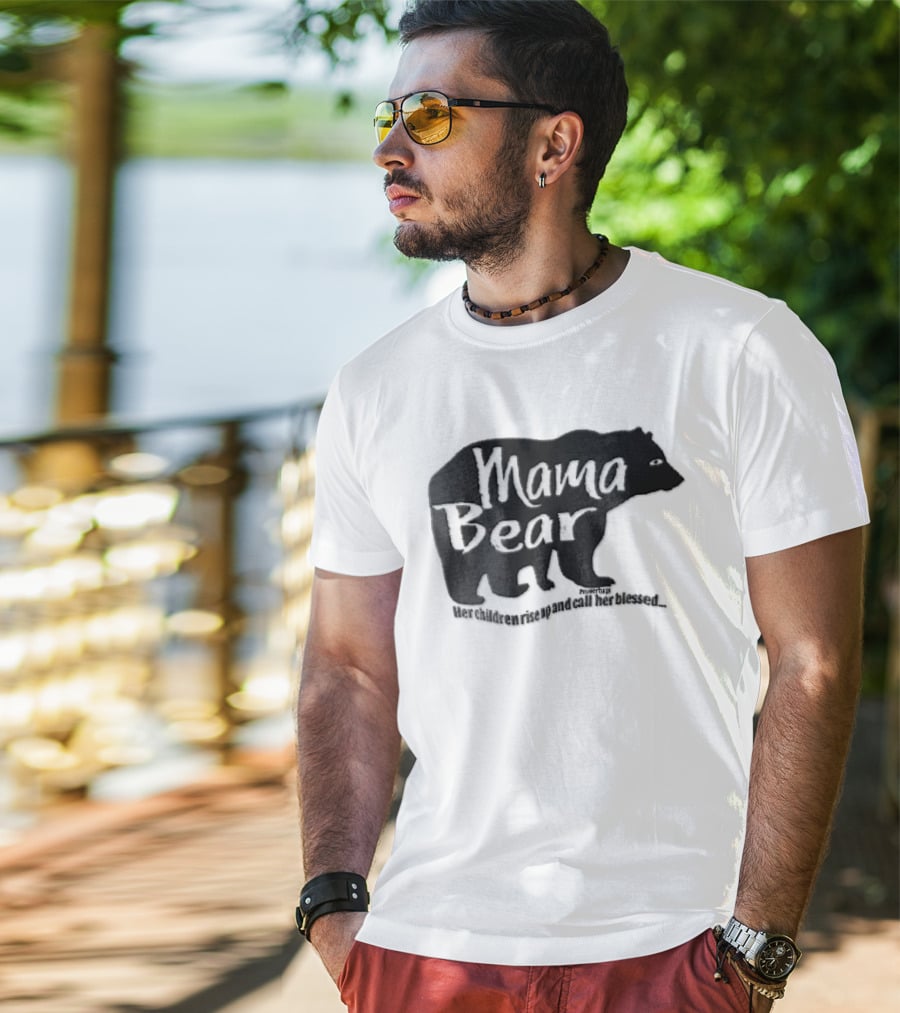 Mama Bear Her Children Rise Up And Call Her Blessed Proverbs 31 Black Bear T-Shirt