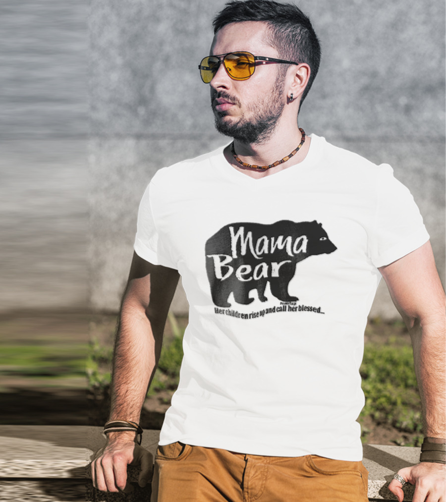 Mama Bear Her Children Rise Up And Call Her Blessed Proverbs 31 Black Bear T-Shirt