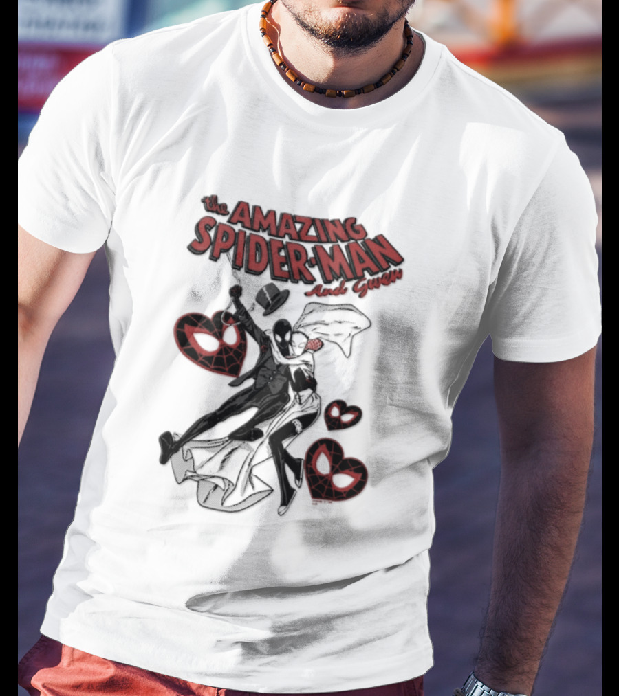 The Amazing Spider Man Loves Gwen Miles Morales Spider Man Gwen Stacy T-Shirt