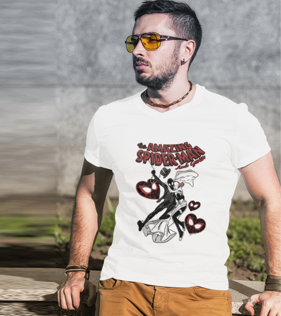 The Amazing Spider Man Loves Gwen Miles Morales Spider Man Gwen Stacy T-Shirt