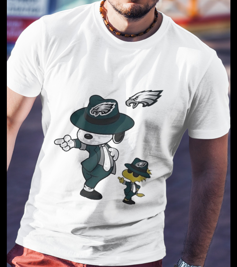 Philadelphia Eagles X Snoopy Woodstock Dance Pop Rock Hat Suit Football Team T-Shirt