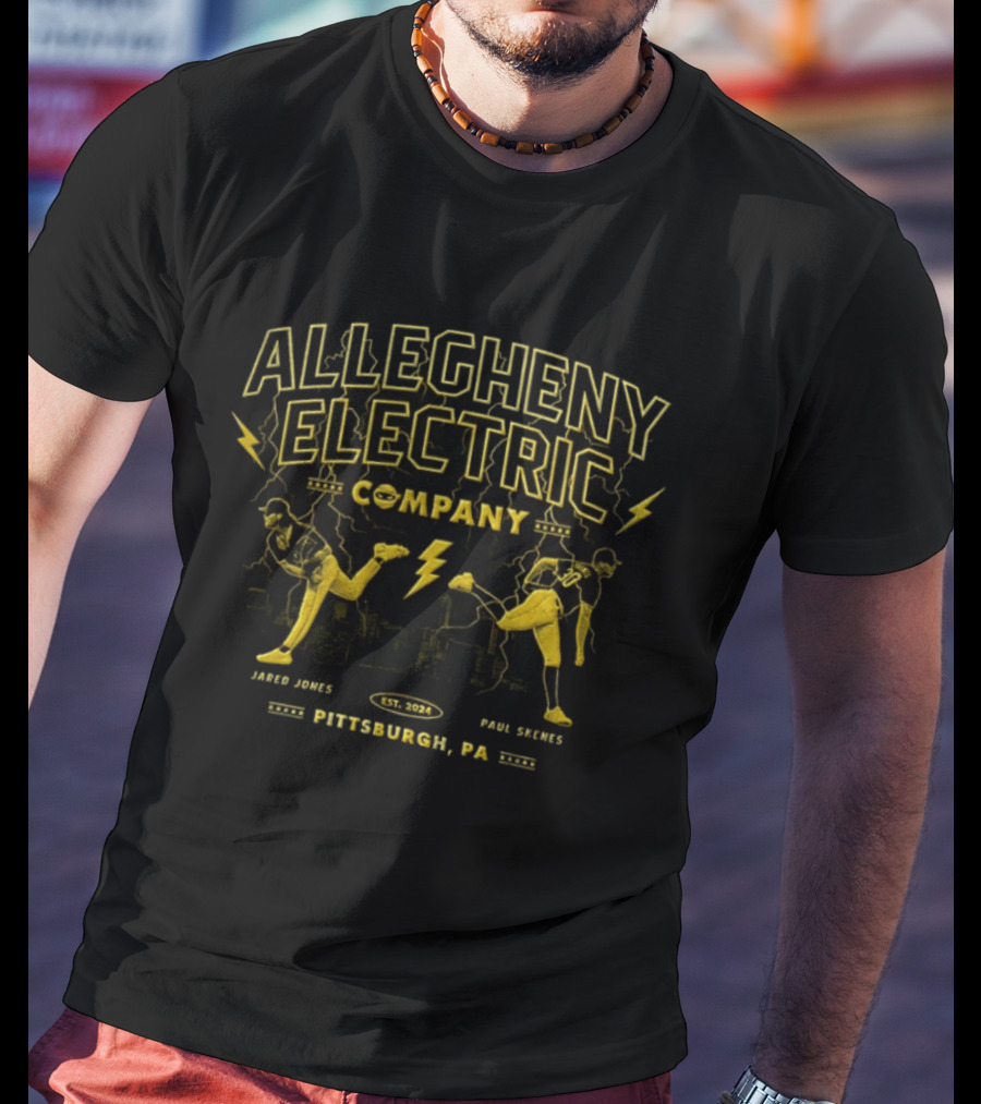 Allegheny Electric Company Jared Jones Vs Paul Skenes Pittsburgh PA 2024 T-Shirt