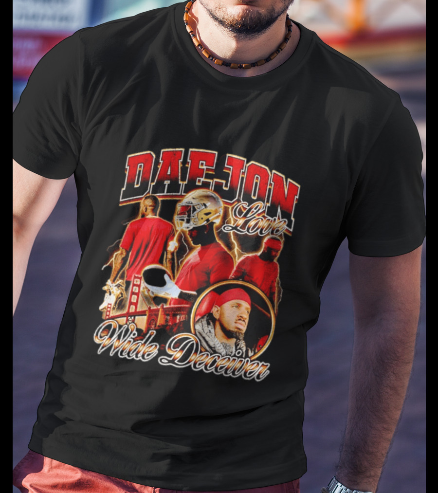 Daejon Love Wide Deceiver Football Helmet San Francisco Bridge T-Shirt