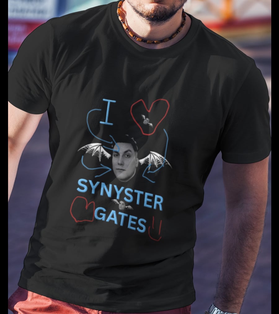 I Love Synyster Gates Head Cutout Bat Wings Scribbles T-Shirt