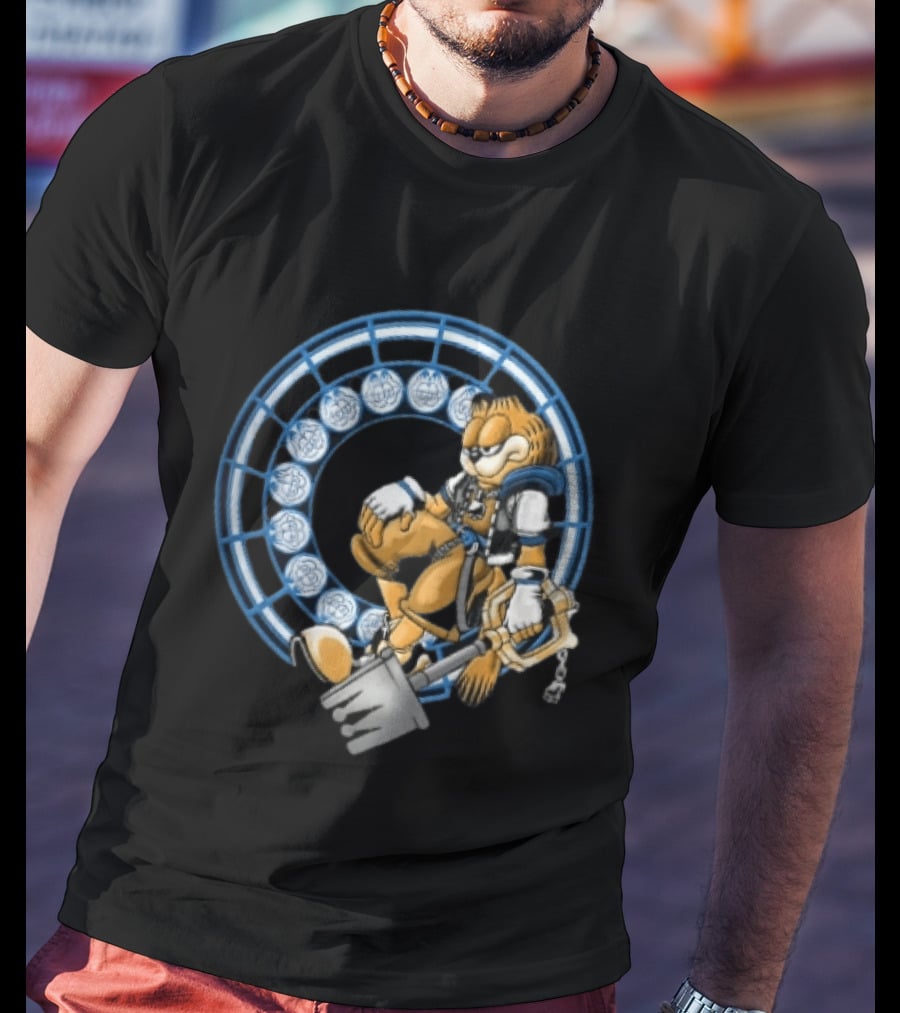 Kingdom Hearts Cat Keyblade Garfield Crossover Keyblade Wielder In Blue Circle T-Shirt