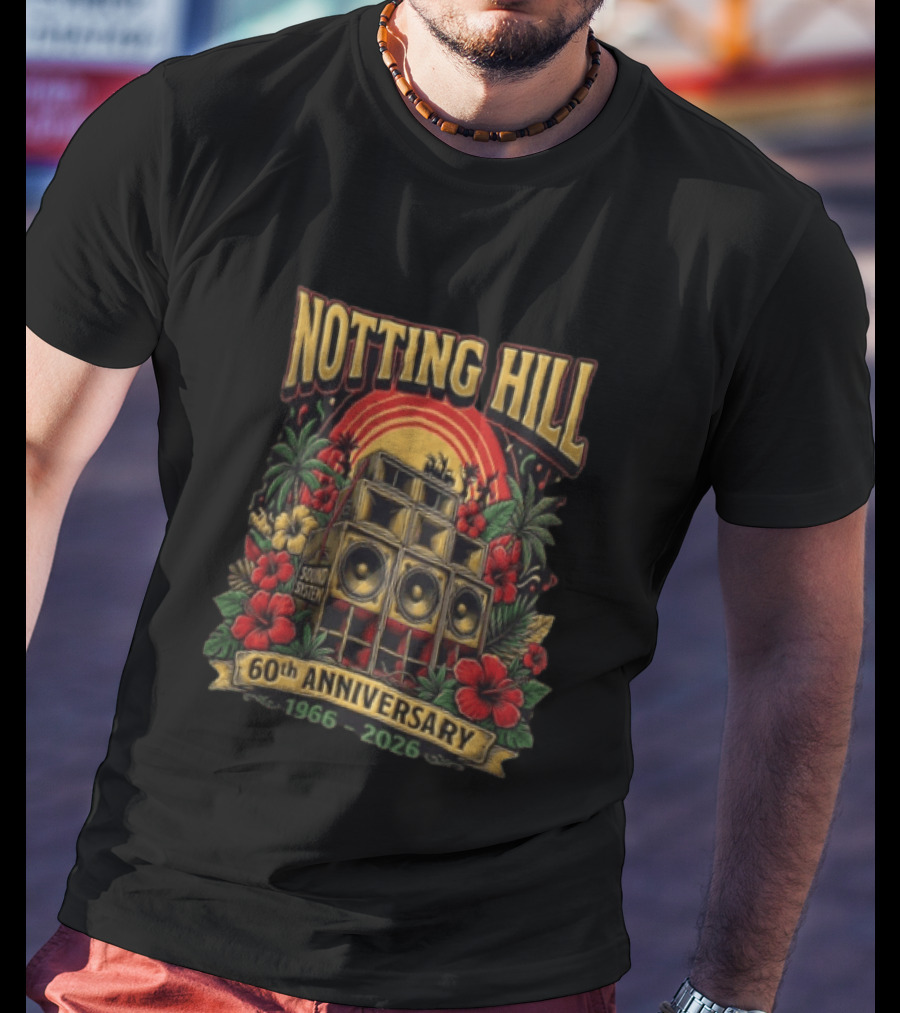Notting Hill Carnival 60th Anniversary Sound System 1966 2026 Tropical Flowers Music Festival T-Shirt