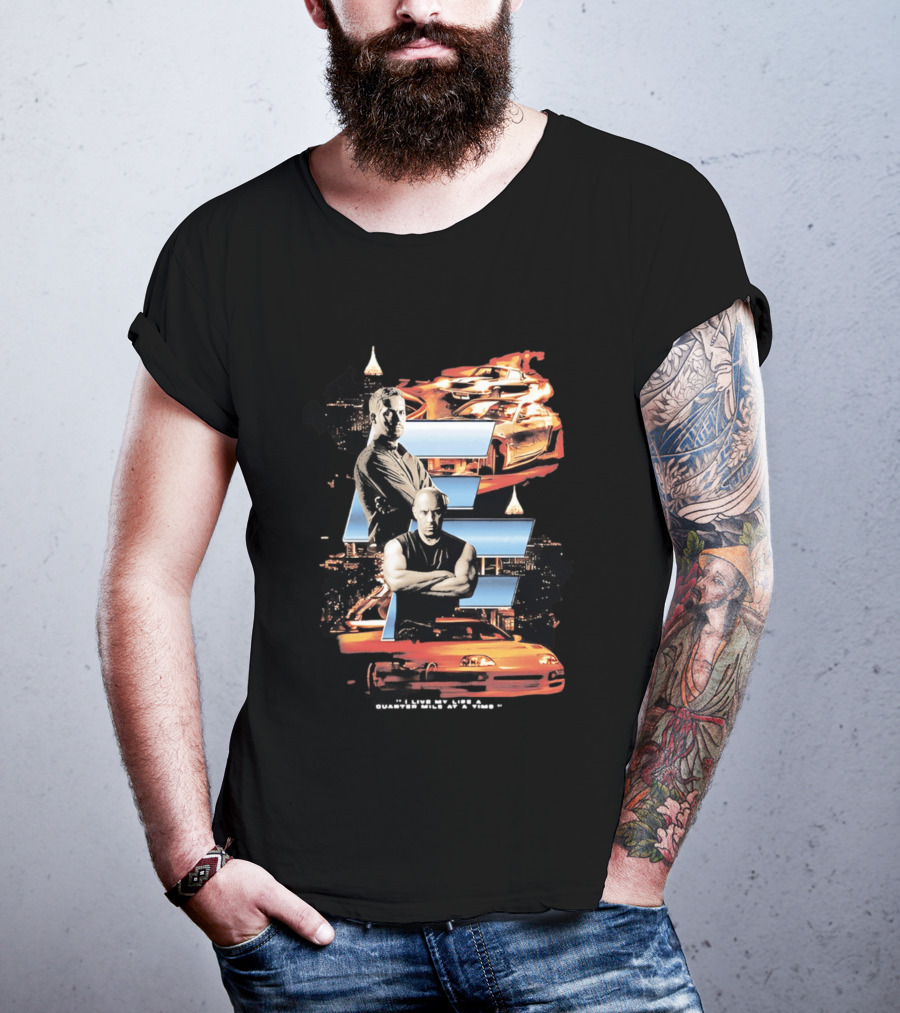 The Fast And The Furious Paul Walker Vin Diesel Cars And Cityscape T-Shirt