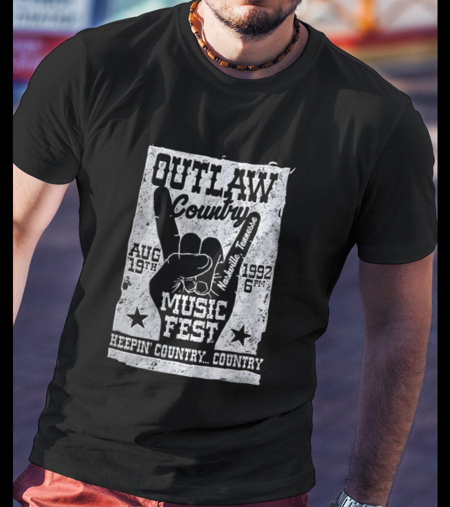 Outlaw Country Music Fest Aug 19th 1992 Nashville Tennessee Keepin Country Country T-Shirt