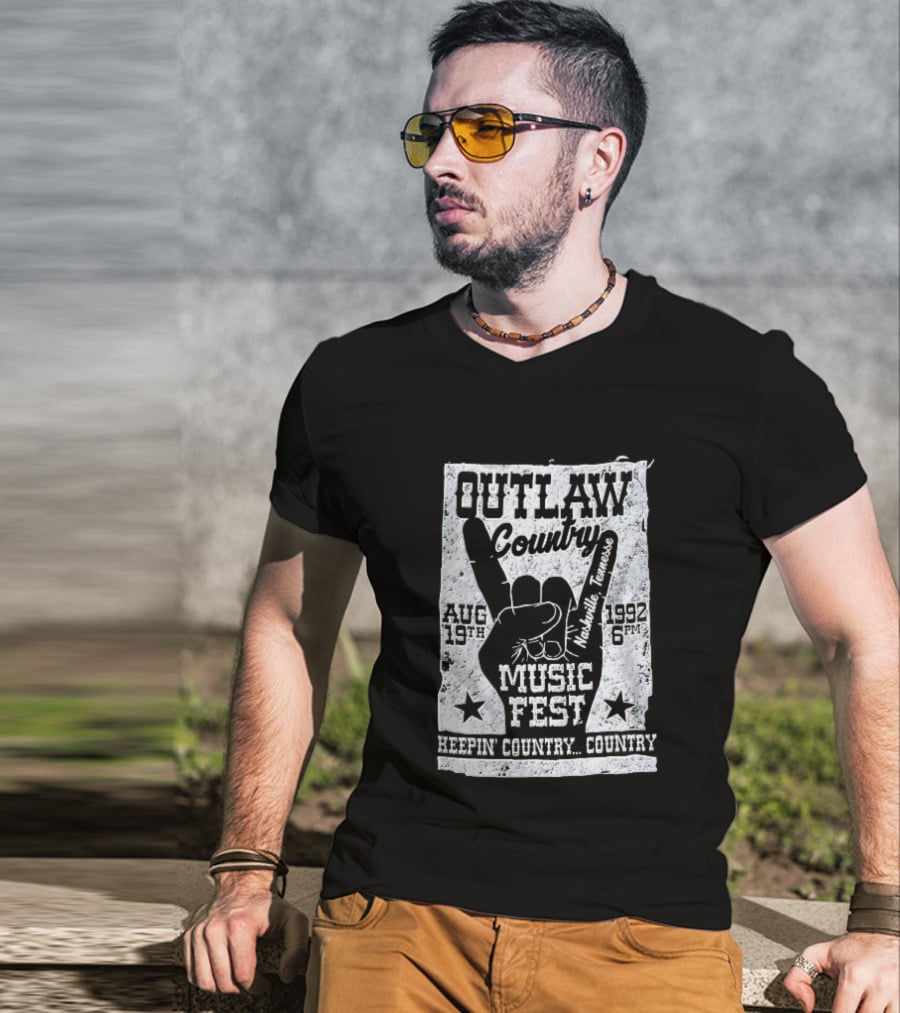 Outlaw Country Music Fest Aug 19th 1992 Nashville Tennessee Keepin Country Country T-Shirt
