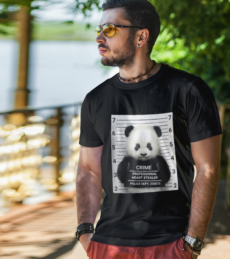 Panda Crime Professional Heart Stealer Police Dept 230573 Shot Lineup T-Shirt