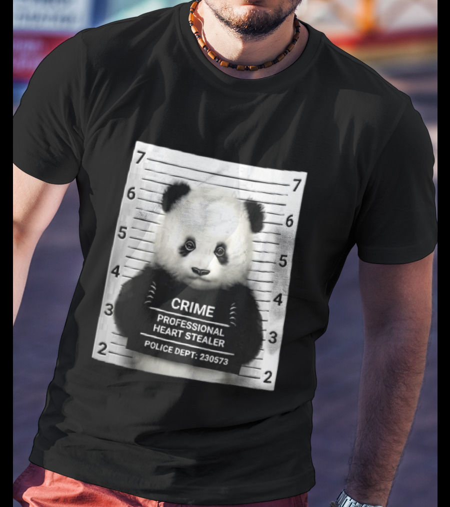 Panda Crime Professional Heart Stealer Police Dept 230573 Shot Lineup T-Shirt