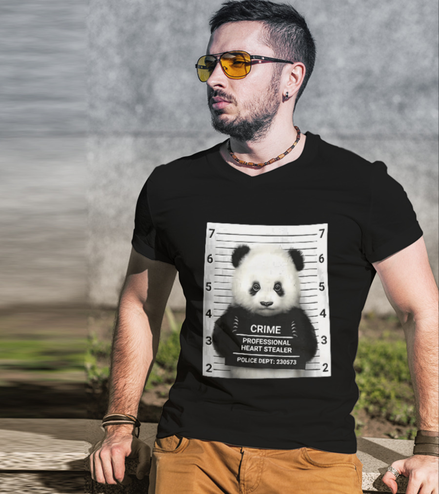 Panda Crime Professional Heart Stealer Police Dept 230573 Shot Lineup T-Shirt