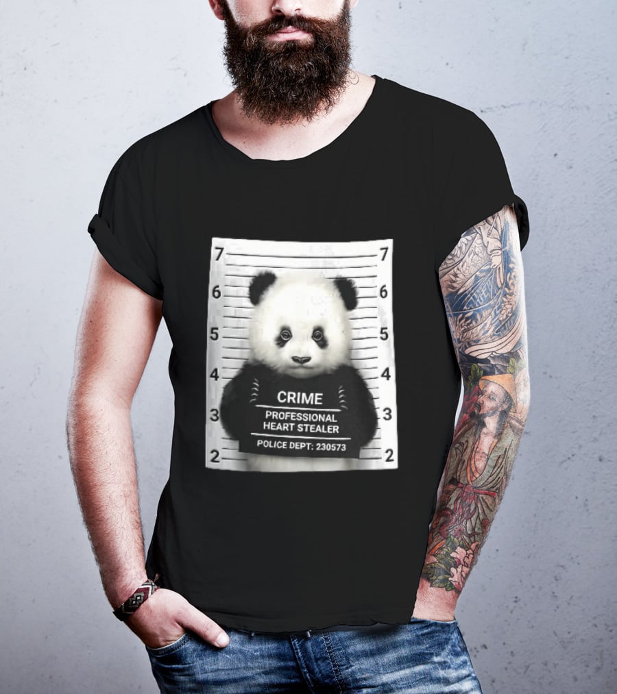 Panda Crime Professional Heart Stealer Police Dept 230573 Shot Lineup T-Shirt