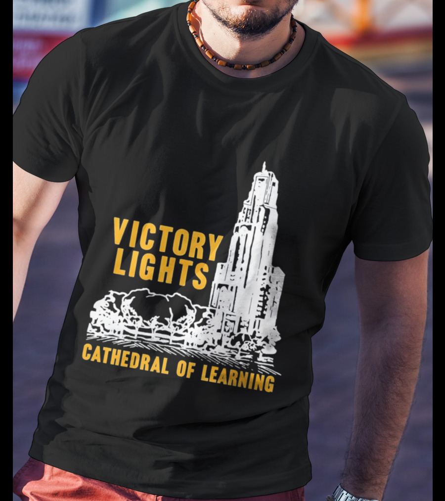 Victory Lights Cathedral Of Learning Pittsburgh Panthers T-Shirt