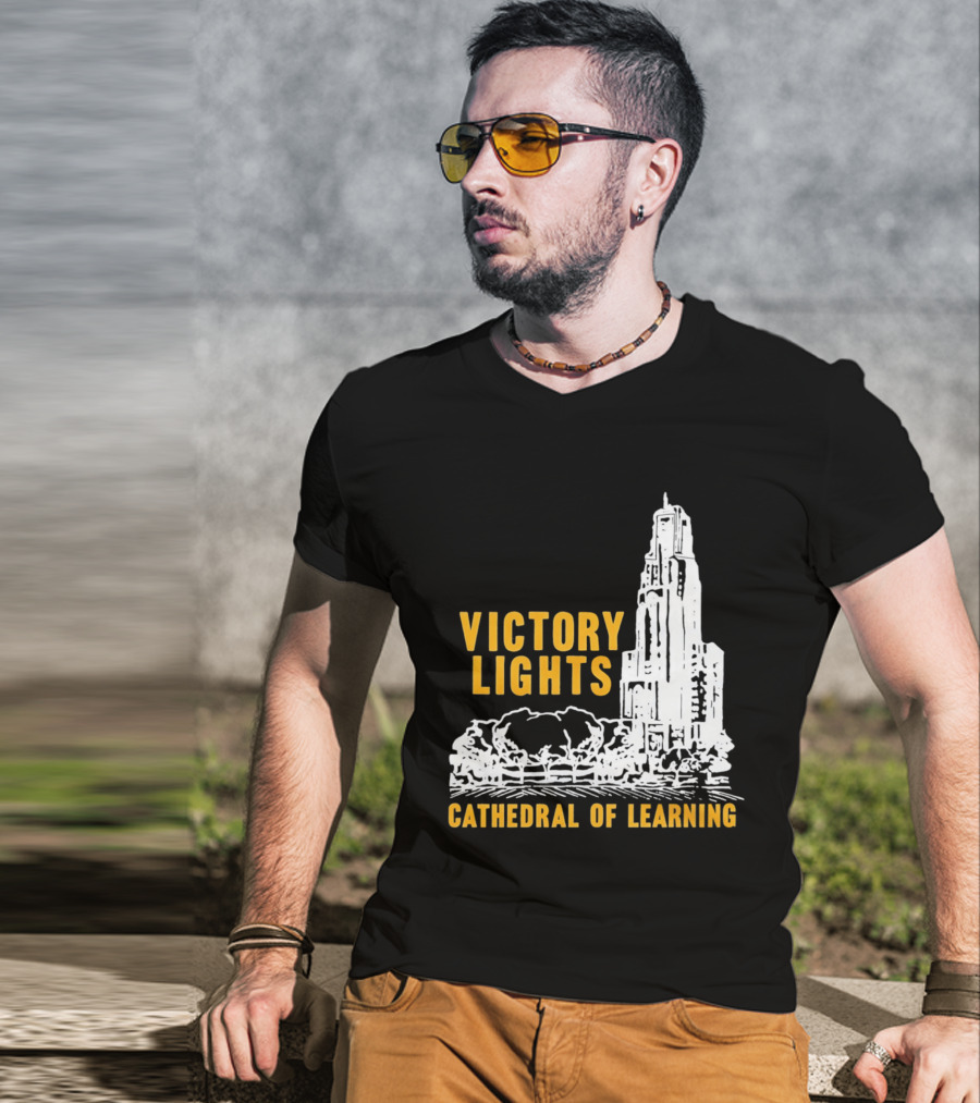 Victory Lights Cathedral Of Learning Pittsburgh Panthers T-Shirt