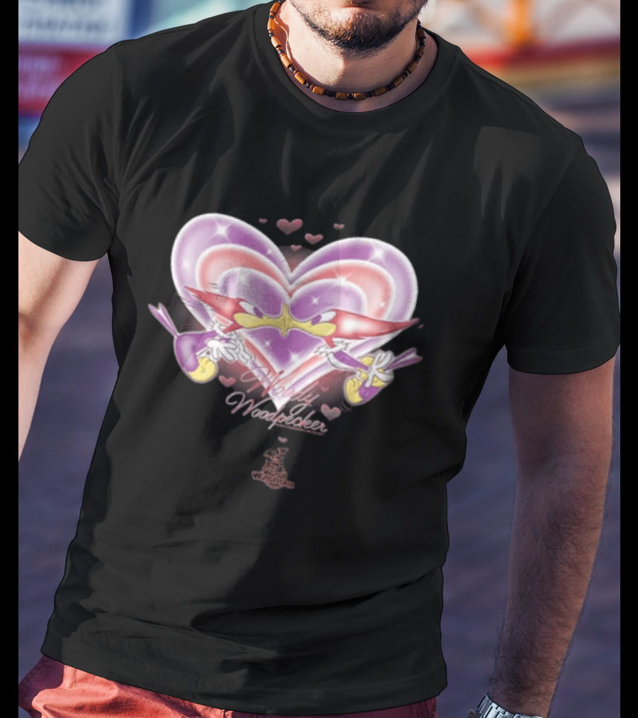 Winnie Woodpecker Woody Kissing Cartoon Birds Heart T-Shirt