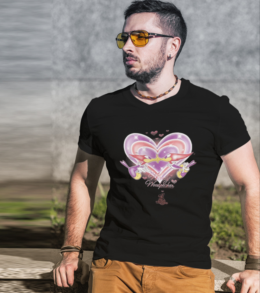 Winnie Woodpecker Woody Kissing Cartoon Birds Heart T-Shirt