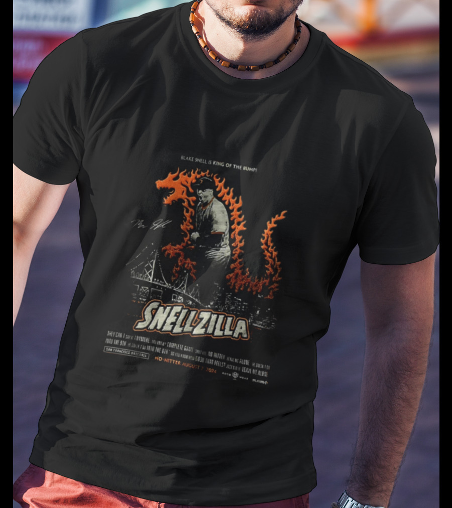 Blake Snell Snellzilla No Hitter August 7 2024 King Of The Bump San Francisco San Diego Padres T-Shirt