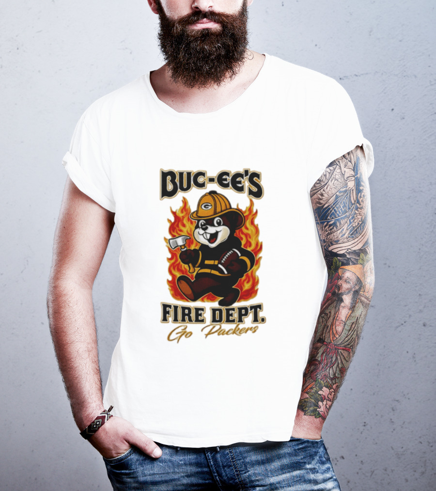Buc Ee's Fire Dept Go Packers Axe Football Helmet T-Shirt