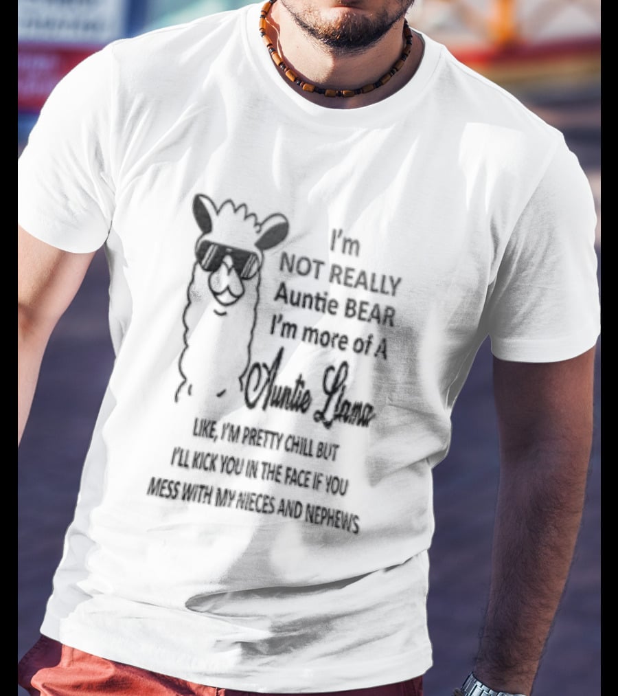 Im Not Really Auntie Bear More Of A Llama Like Pretty Chill But Ill Kick You In The Face If Mess With My Nieces T-Shirt
