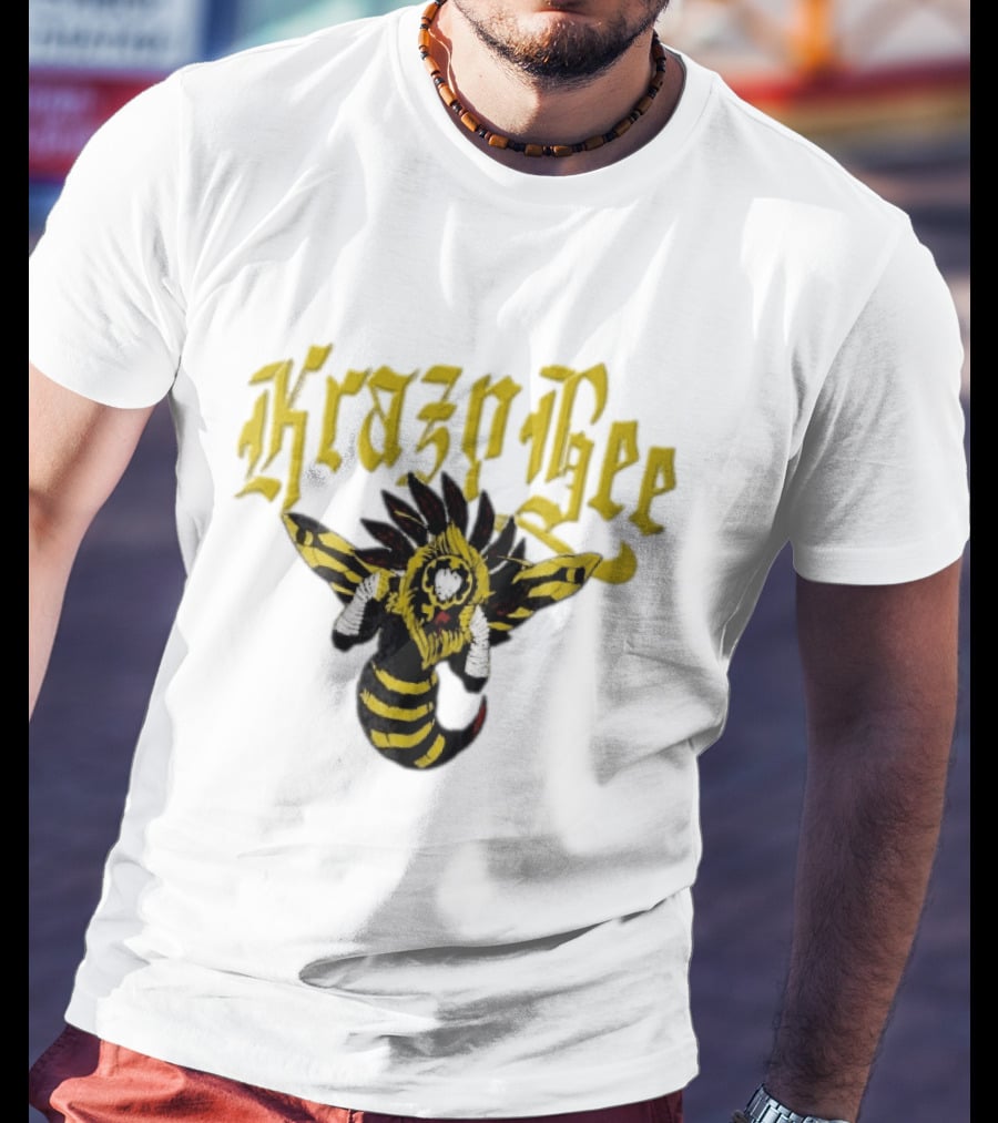 Krazy Bee Fighter Yellow Black Illustrated Bee T-Shirt