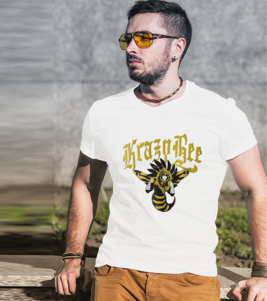 Krazy Bee Fighter Yellow Black Illustrated Bee T-Shirt