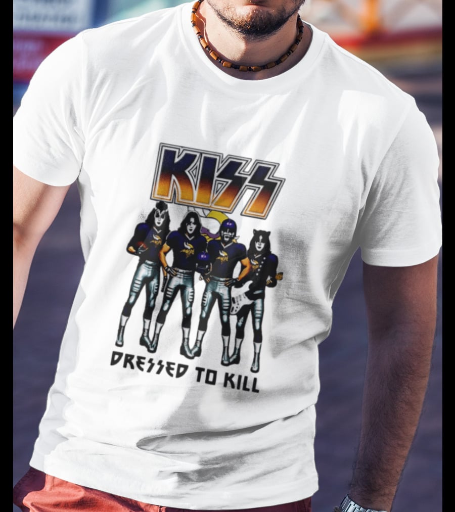 KISS Minnesota Vikings Dressed To Kill Football Fan T-Shirt